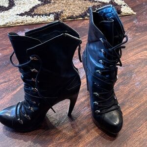 Stylish Black Lace-Up Ankle Boots